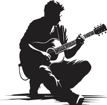 Melodic Mastery Musician Vector Icon Strumming Serenade Guitarist Emblem Design