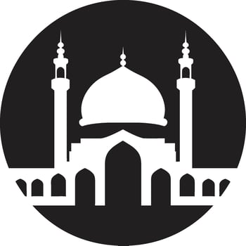 Serene Structure Emblematic Mosque Icon Spiritual Skyline Mosque Logo Vector