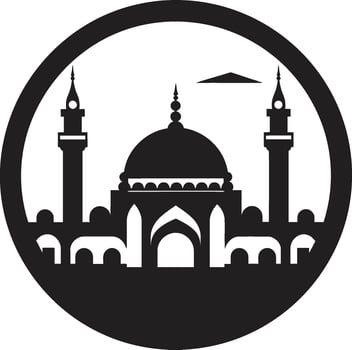 Tranquil Towers Mosque Icon Vector Serene Structure Emblematic Mosque Icon
