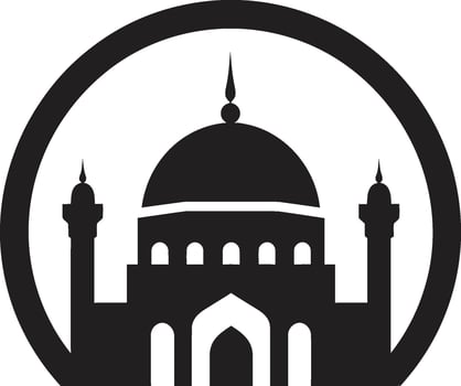 Eternal Essence Iconic Mosque Emblem Celestial Charm Emblematic Mosque Design vector