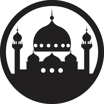 Faithful Edifice Mosque Logo Icon Crescent Crest Iconic Mosque Emblem vector