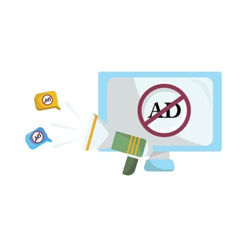 no ads in computer with megaphone illustration vector