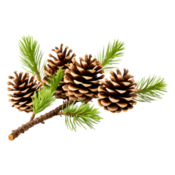 AI generated Pine Cones with Tree Branch Isolated on Transparent Background png