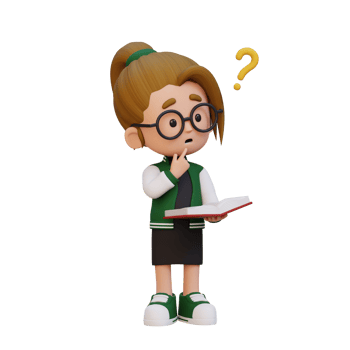 3D girl character get confused when reading a book png