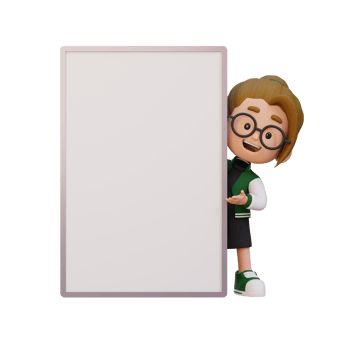 3D girl character holding a blank placard png