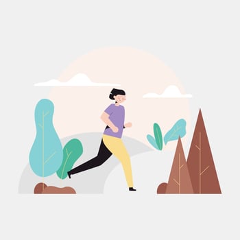 Woman jogging in the park. Vector illustration in flat style.
