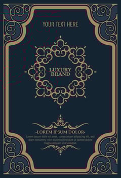 Vintage ornament greeting card vector template. Retro wedding invitation, advertising or other design and place for text. Flourishes ornamental frame and pattern background.