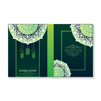 elegant green ramadan islamic ornament cover vector
