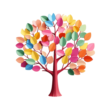 AI generated 3D Colorful Tree Isolated On Transparent Background png