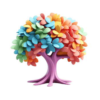 AI generated 3D Colorful Tree Isolated On Transparent Background png
