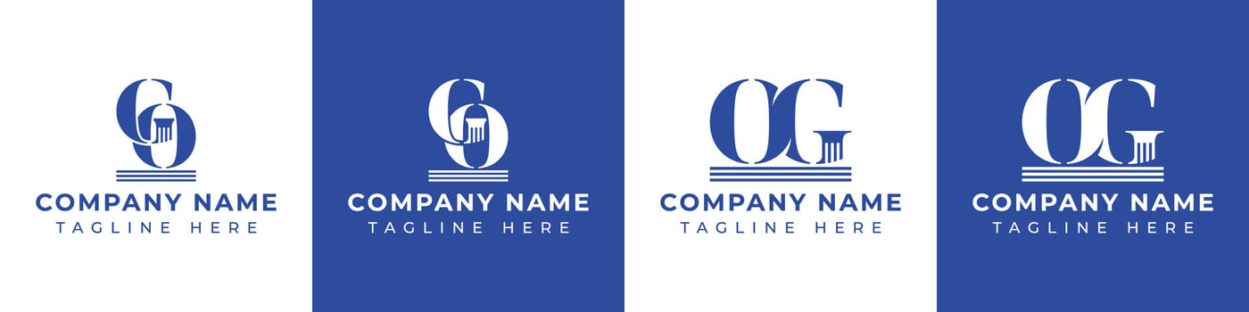 Letter GO and OG Pillar Logo Set, suitable for business with GO and OG related to Pillar vector