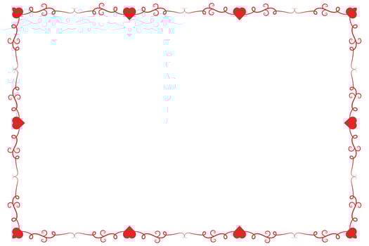 Heart Swirl Romantic Love ornaments isolated border layout, red hearts ornate award frame border, Valentines Day Card Border Square frame design, decorative heart rectangle frame vector element