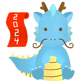 Year of the blue dragon 2024 watercolor png
