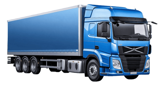 AI generated Blue Semi Truck with Trailer Isolated on transparent Background png