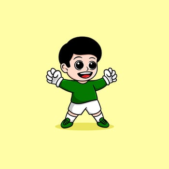 boy keeperball ready position cartoon vector