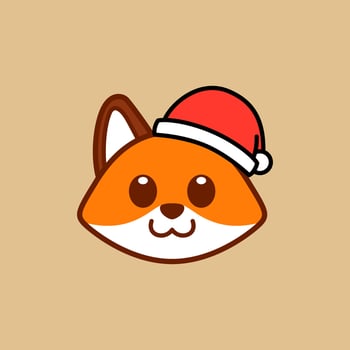 Fox Wearing Santa Hat Illustration vector