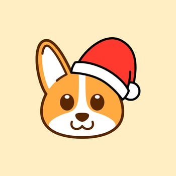 Corgi Wearing Santa Hat Illustration vector