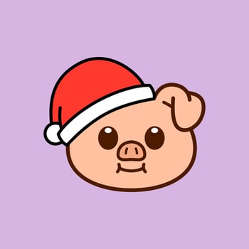 Pig Wearing Santa Hat Illustration vector
