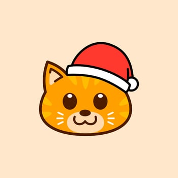 Tabby Cat Wearing Santa Hat Illustration vector