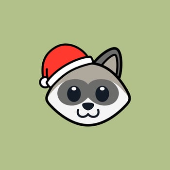 Raccoon Wearing Santa Hat Illustration vector