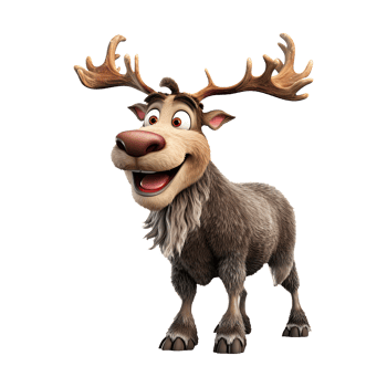 AI generated 3D cute cartoon reindeer on transparent background. png