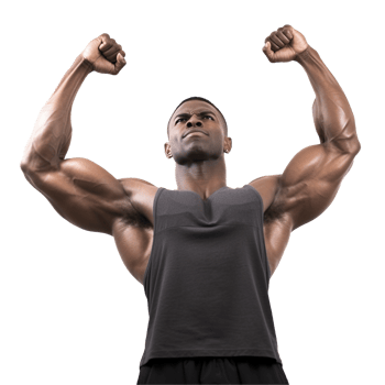 AI generated Male athlete flexing muscle png isolated on transparent background