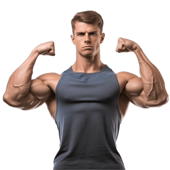 AI generated Male athlete flexing muscle png isolated on transparent background