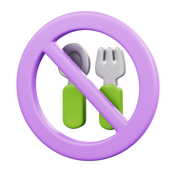 No Eating Food Sign Isolated. Ramadan Kareem Islamic Element Icon Concept. 3D illustration png