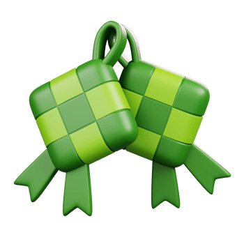Green Ketupats Isolated. Ramadan Kareem Islamic Element Icon Concept. 3D illustration png
