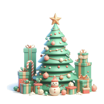 3d Christmas icons, Merry Christmas and Happy new year concept png