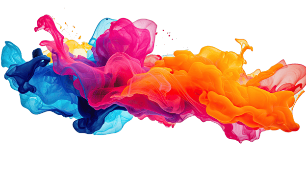AI generated Colorful violet, orange, and blue marble splash ink expulsion create an transparent  background png