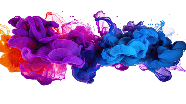 AI generated Colorful different aqua ink flowing in abstract motion on a transparent background png