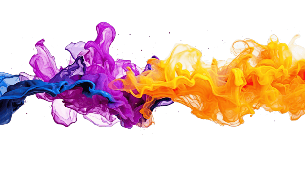AI generated Colorful different aqua ink flowing in abstract motion on a transparent background png