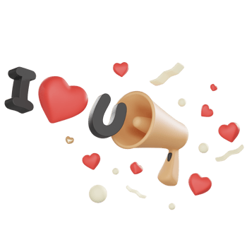 3D icon of I love you megaphone on valentine concept png