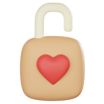 A heart shaped lock icon on a black background on valentine concept png