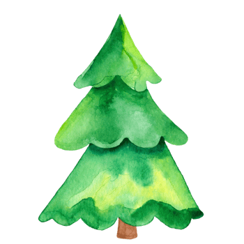 AI generated Watercolor green Christmas tree clip art on transparent background. png