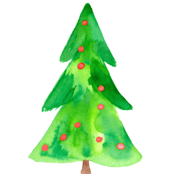 AI generated Watercolor green Christmas tree clip art on transparent background. png
