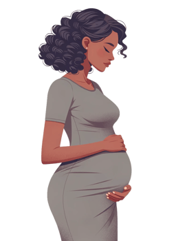 AI generated Pregnant African American woman profile, modern maternity clipart, expecting mother illustration isolated on transparent background png