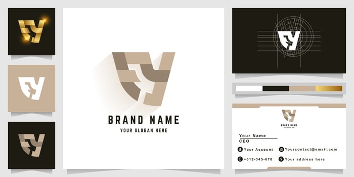 Letter FY or EY monogram logo with business card design vector