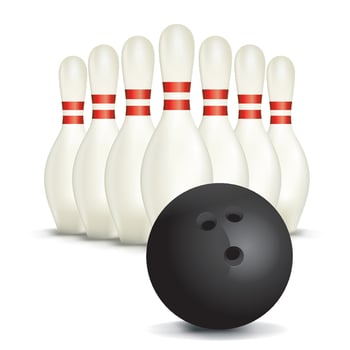 Bowling Ball and Pins Isolated on White vector