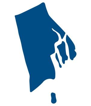 Rhode Island state map. Map of the U.S. state of Rhode Island. png