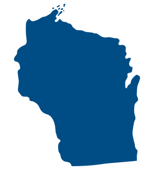 Wisconsin state map. Map of the U.S. state of Wisconsin. png