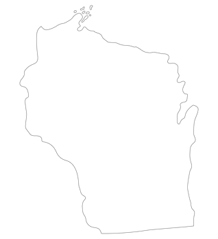 Wisconsin state map. Map of the U.S. state of Wisconsin. png