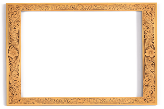 AI generated Wooden Frame With Beautiful Traditional Carvings PNG Transparent Background