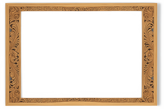 AI generated Wooden Frame With Beautiful Traditional Carvings PNG Transparent Background