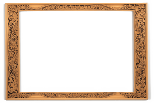 AI generated Wooden Frame With Beautiful Traditional Carvings PNG Transparent Background