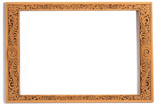 AI generated Wooden Frame With Beautiful Traditional Carvings PNG Transparent Background