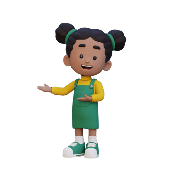 3D cute girl presenting pose png