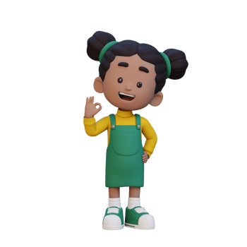 3D cute girl give ok sign png