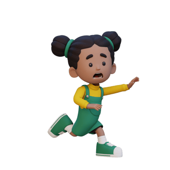 3D cute girl scary run png